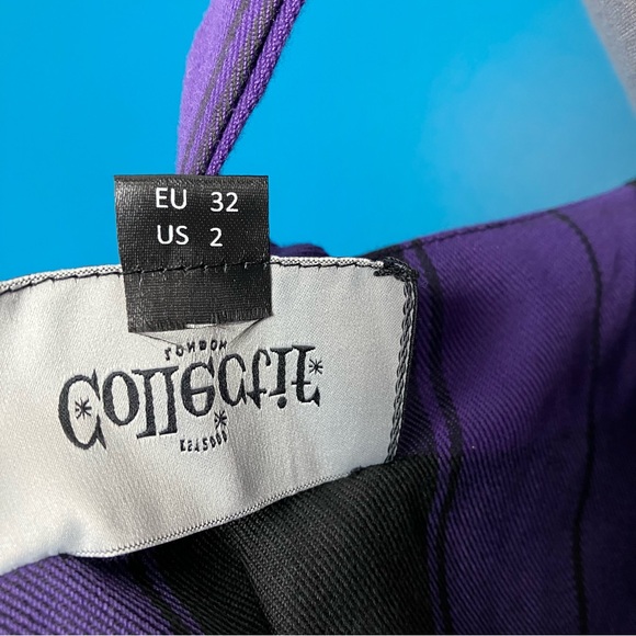 Collectif Rare Purple Plaid Rochelle Check Skater Pinafore Dress w/ Pockets UK 6 - Picture 11 of 14